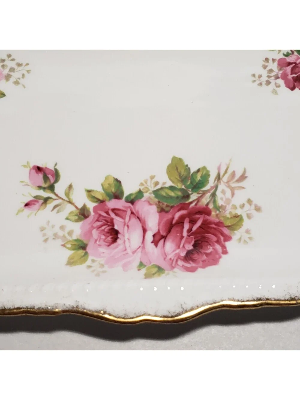 Vintage Royal Albert Amercian Beauty Sandwich Tray Vanity Pink Roses England